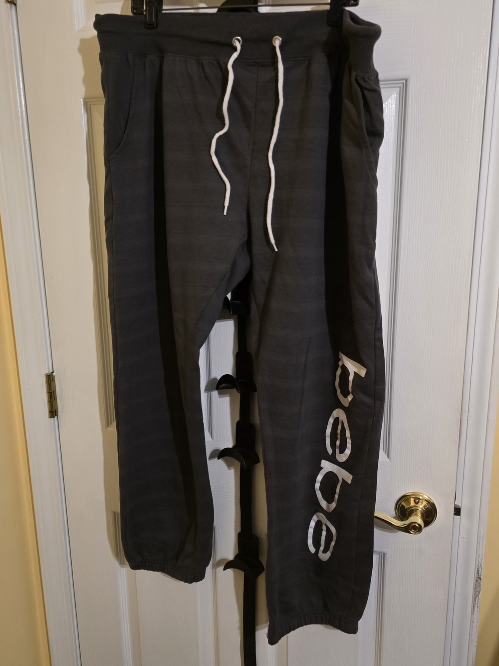 bebe Dark Gray Jogger Pants with White Logo
